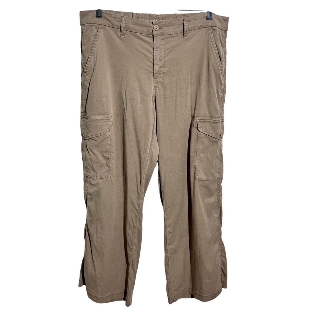American Eagle Wide Leg Cargo Pant Women 14 Beige Lyocell Relaxed Fit Utility